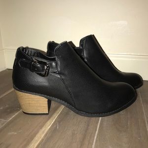 Black boots with brown heel. Never Worn!